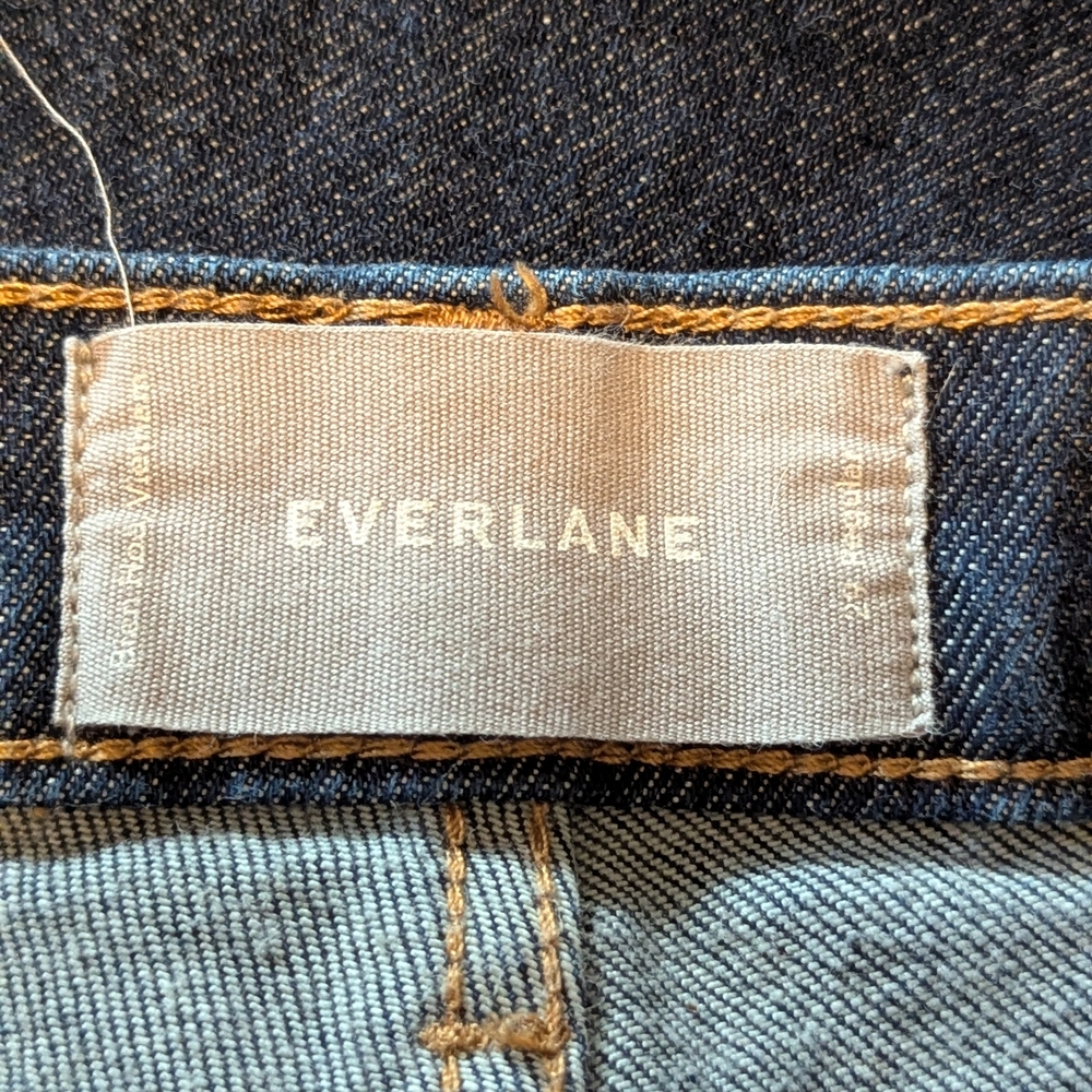 Everlane Dark Blue Straight Leg Jeans Women's 29 Regular Excel Used Raw Hem Nice - Picture 2 of 4